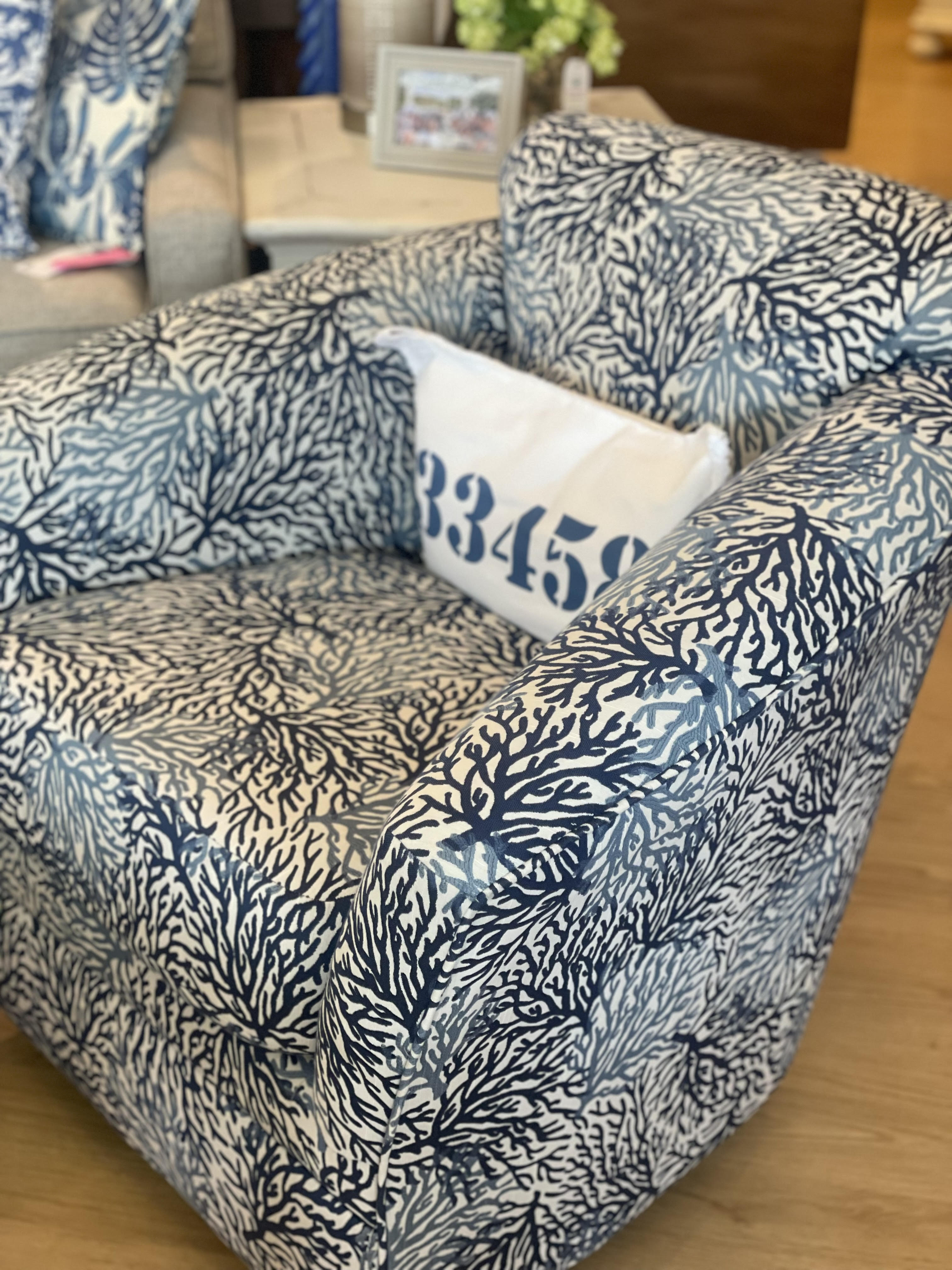 Blue Coral Upholstered Swivel & Rocking Accent Chair – The Good Stuff