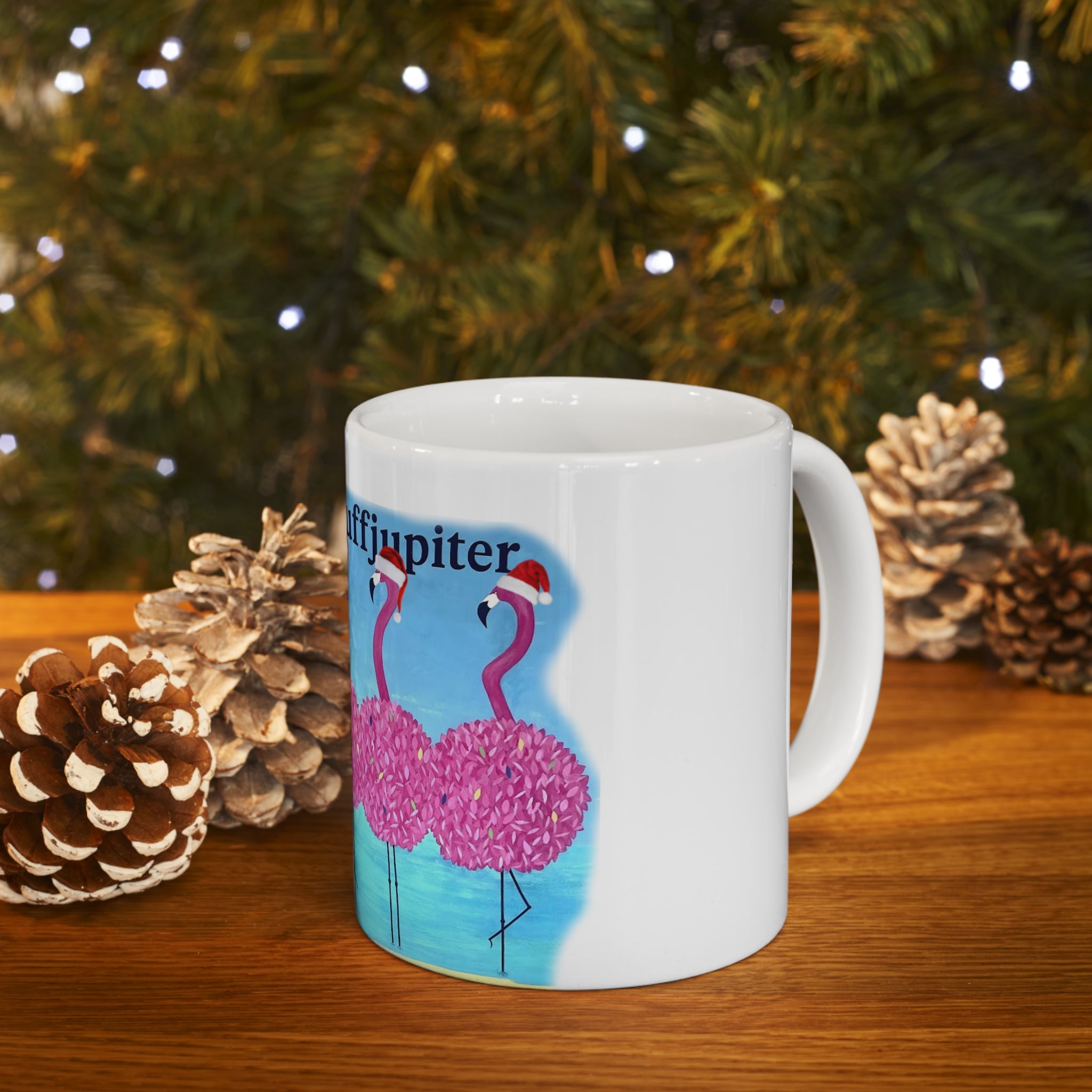 The Good Stuff Santa Flamingo Christmas Coffee Mug