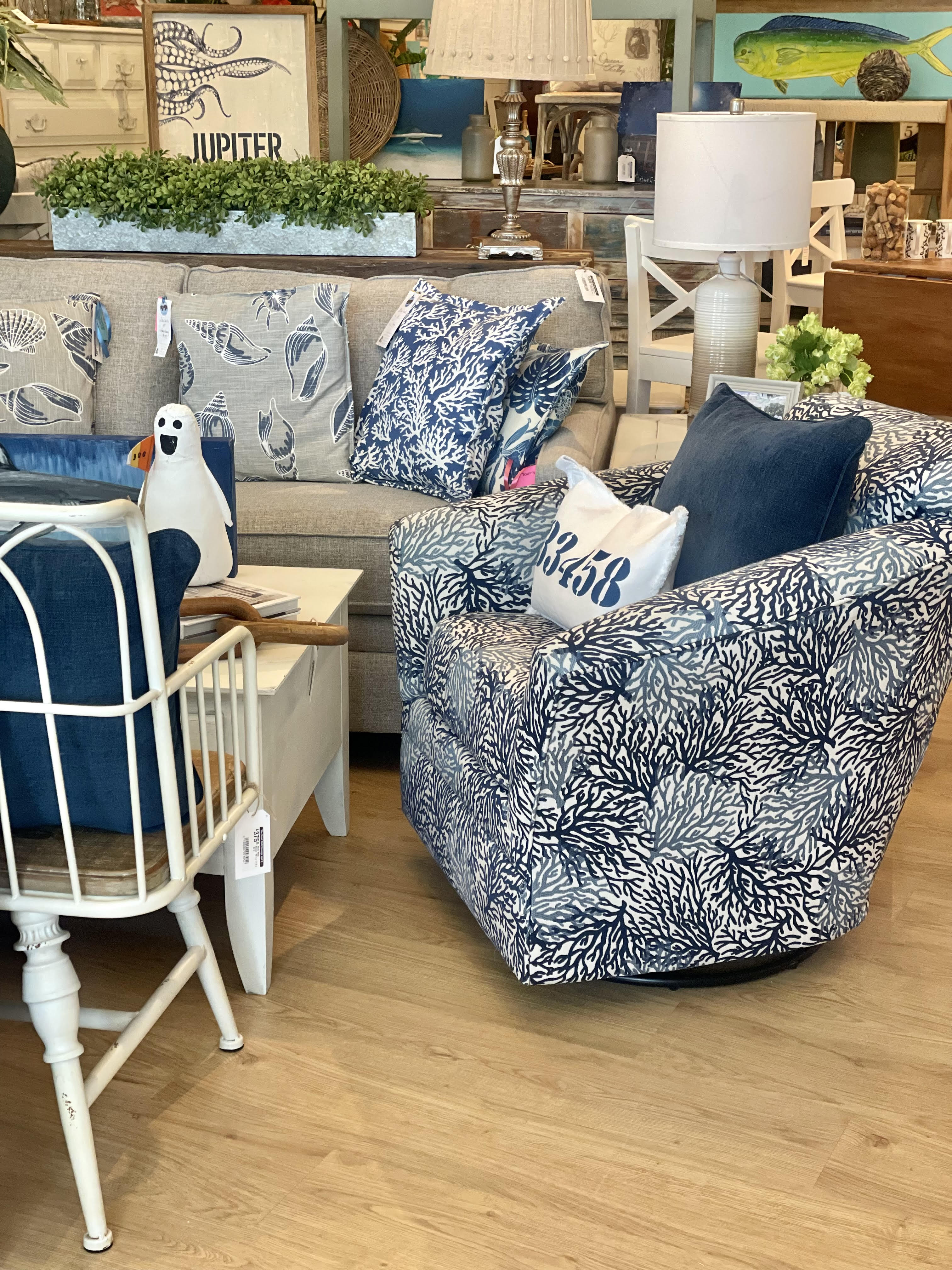 Blue Coral Upholstered Swivel & Rocking Accent Chair – The Good Stuff