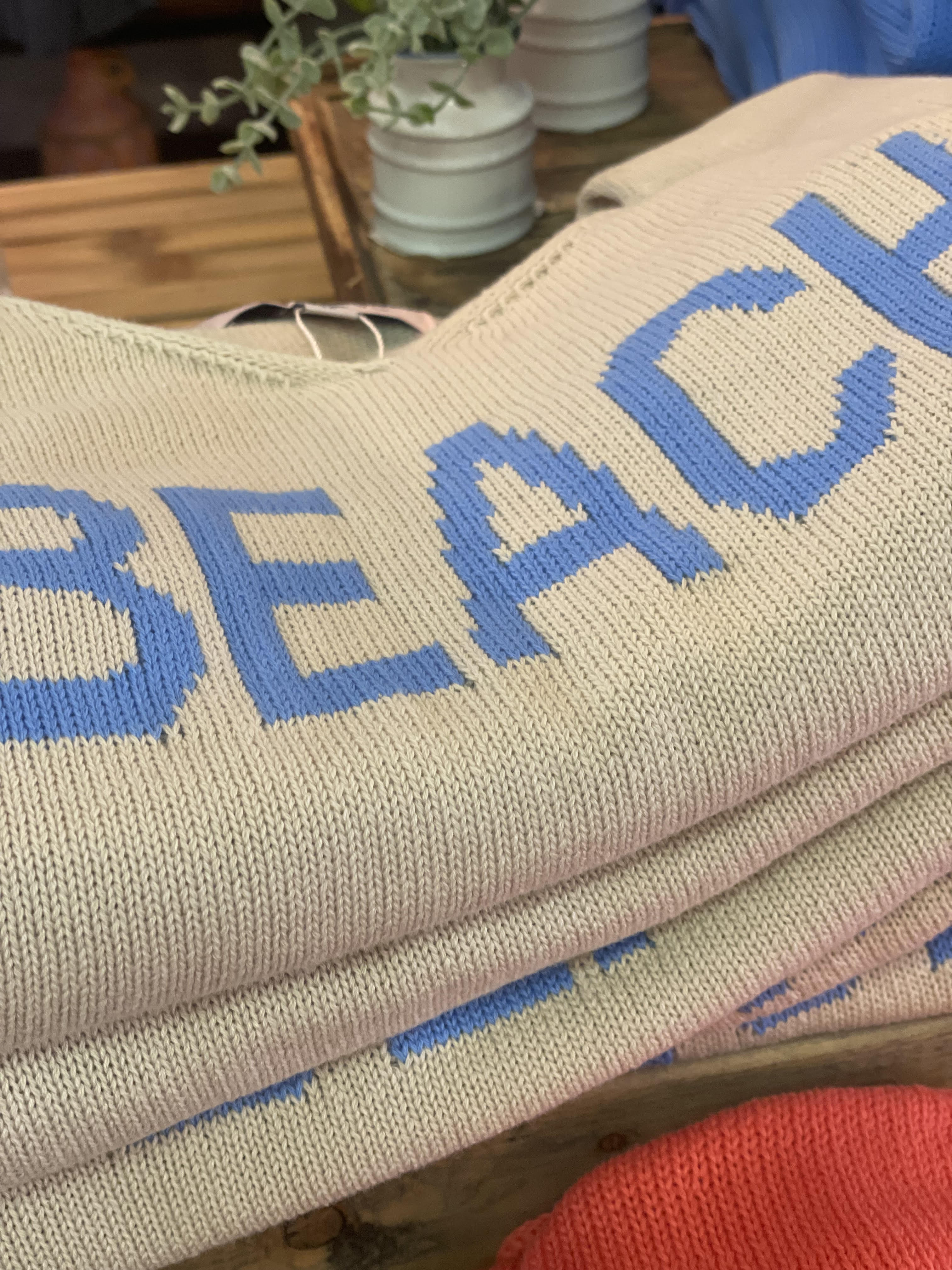 BEACH Sweater Oatmeal/Periwinkle