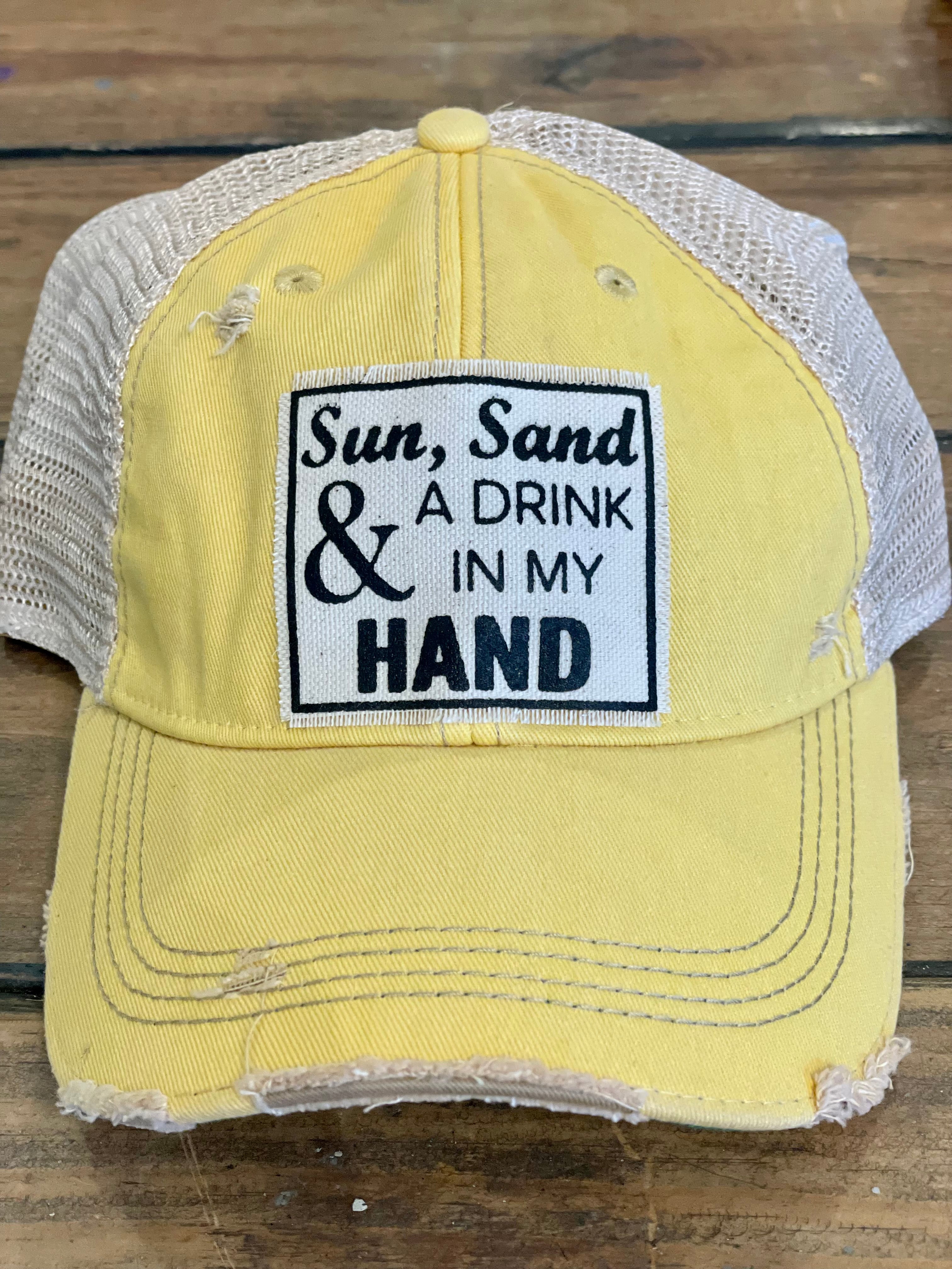 Baseball Cap-Sun Sand Drink In Hand